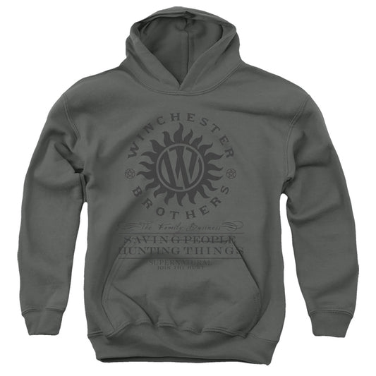 SUPERNATURAL : WINCHESTER ANTI POSSESSION YOUTH PULL OVER HOODIE Charcoal SM