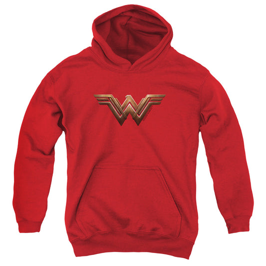 WONDER WOMAN MOVIE : WONDER WOMAN LOGO YOUTH PULL OVER HOODIE Red MD