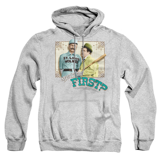 ABBOTT AND COSTELLO : WHO'S ON FIRST ADULT PULL-OVER HOODIE Athletic Heather 2X
