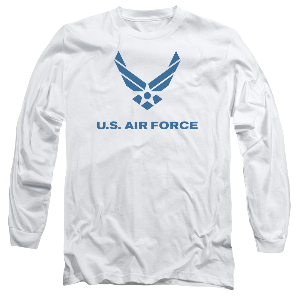 AIR FORCE : DISTRESSED LOGO L\S ADULT T SHIRT 18\1 White LG