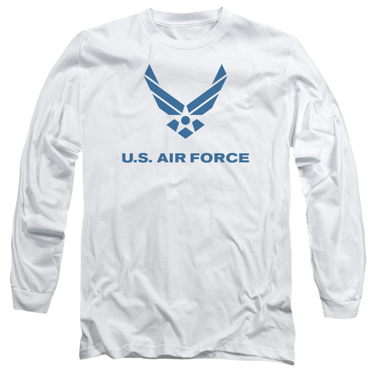 AIR FORCE : DISTRESSED LOGO L\S ADULT T SHIRT 18\1 White SM