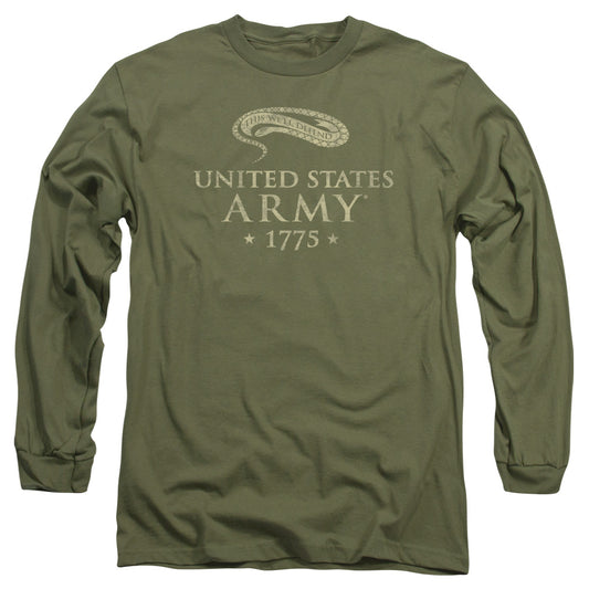 ARMY : WELL DEFEND L\S ADULT T SHIRT 18\1 MILITARY GREEN 2X