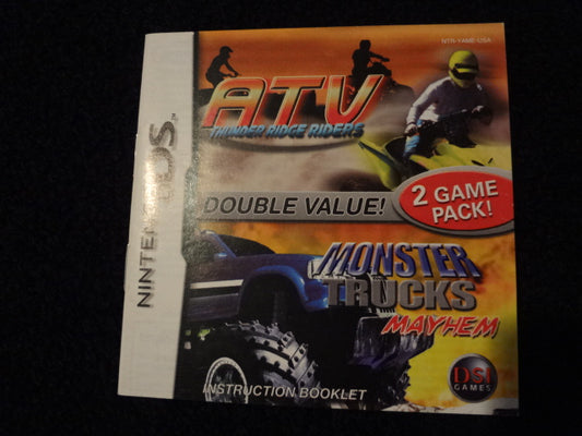 ATV Thunder Ridge Riders Monster Trucks Mayhem Instruction Booklet Nintendo DS