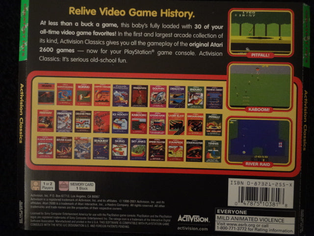 Activision Classics Back Art (Game NOT Included)