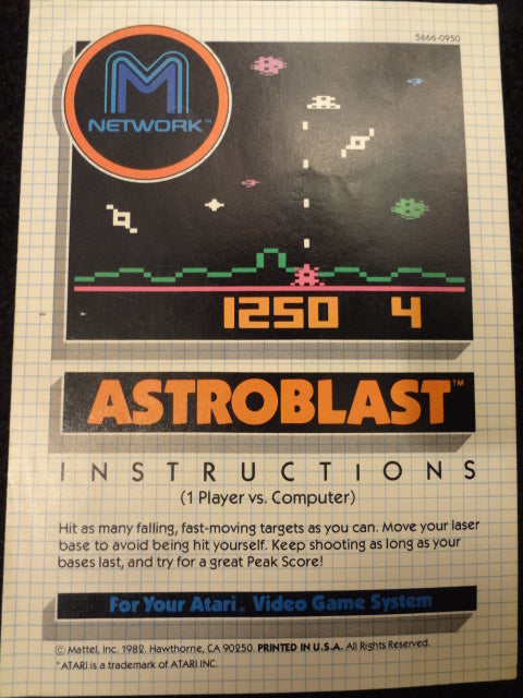 Astroblast Instruction Booklet Atari 2600