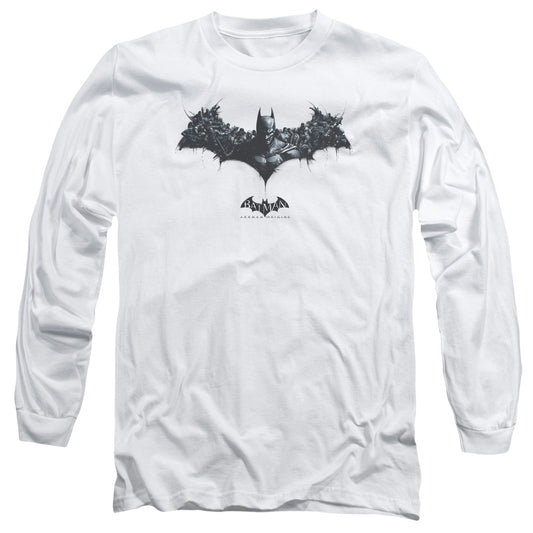 BATMAN ARKHAM ORIGINS : BAT OF ENEMIES L\S ADULT T SHIRT 18\1 WHITE XL