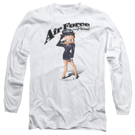 BETTY BOOP : AIR FORCE BOOP L\S ADULT T SHIRT 18\1 WHITE 2X