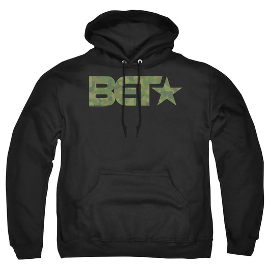 BET : BET CAMO LOGO ADULT PULL OVER HOODIE Black XL
