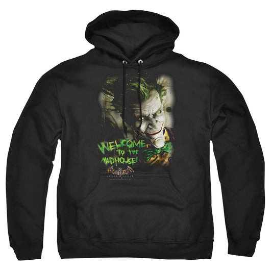 BATMAN ARKHAM ASYLUM : WELCOME TO THE MADHOUSE ADULT PULL OVER HOODIE Black 2X