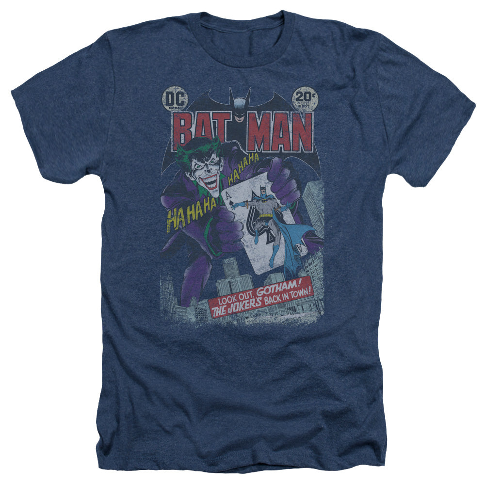 Batman #251 Distressed Comic Cover Adult Size Heather Style T-Shirt Navy