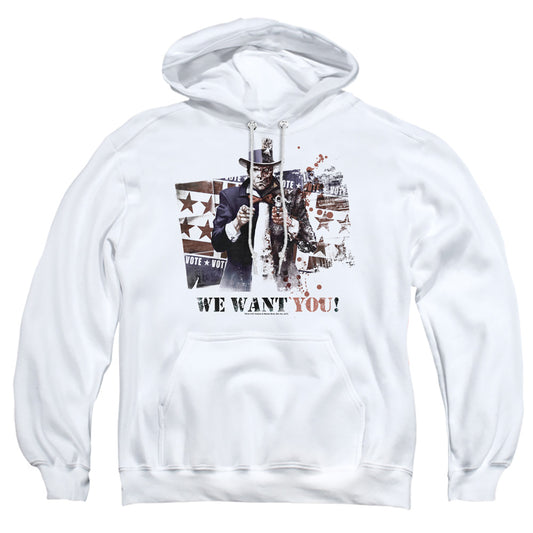 BATMAN ARKHAM CITY : WE WANT YOU ADULT PULL OVER HOODIE White 3X