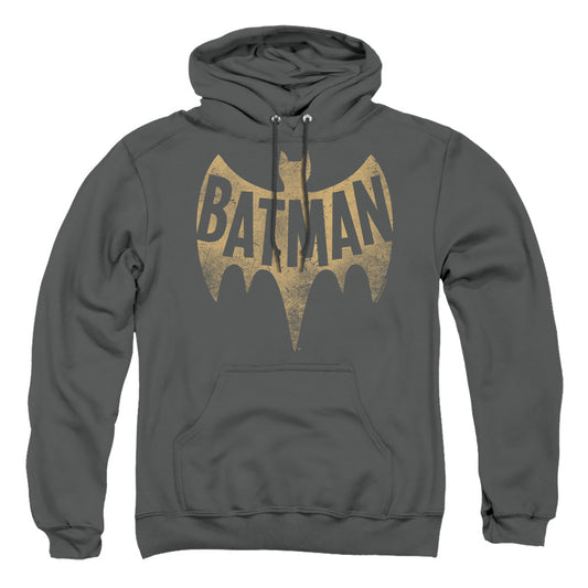 BATMAN CLASSIC TV : VINTAGE LOGO ADULT PULL OVER HOODIE Charcoal MD
