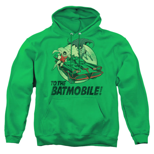 BATMAN CLASSIC TV : TO THE BATMOBILE ADULT PULL OVER HOODIE KELLY GREEN 2X
