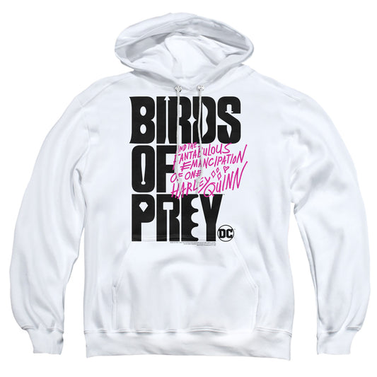 BIRDS OF PREY : BIRDS OF PREY LOGO ADULT PULL OVER HOODIE White 3X