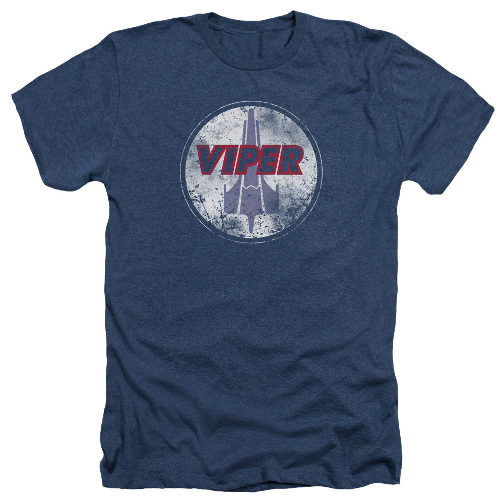 Battlestar Galactica War Torn Viper Logo Adult Size Heather Style T-Shirt