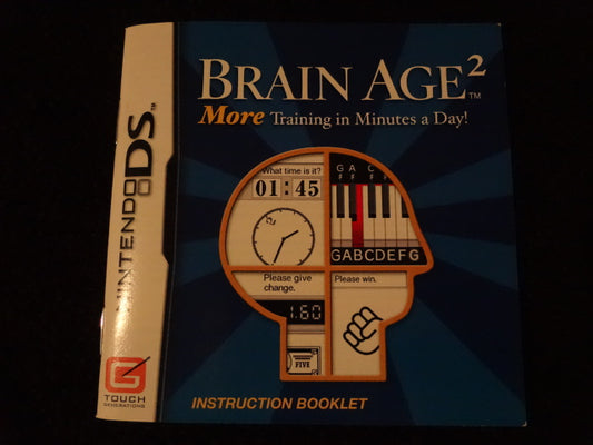 Brain Age 2 More Training In Minutes A Day Instruction Booklet