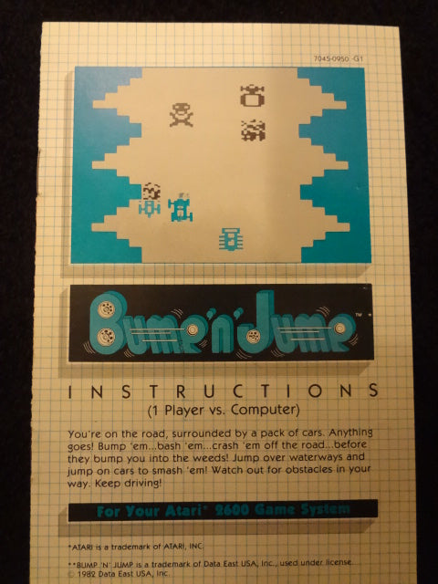 Bump 'N' Jump Instruction Booklet Atari 2600