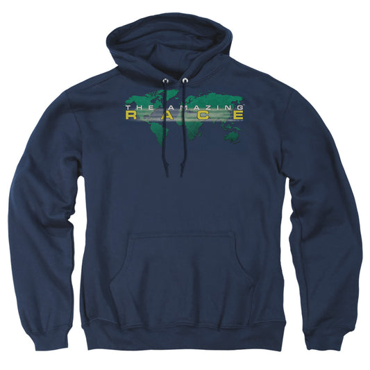 AMAZING RACE : AROUND THE WORLD ADULT PULL-OVER HOODIE Navy 2X
