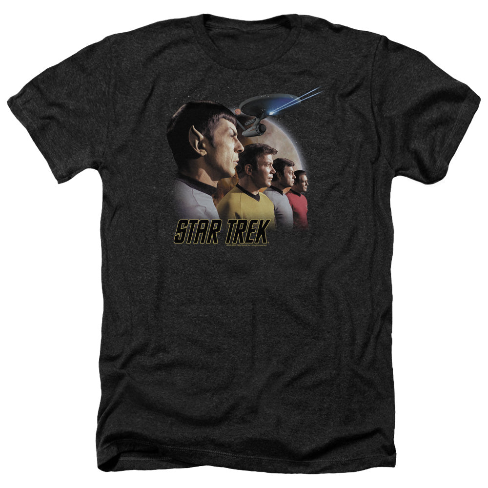 Star Trek; The Original Series; Forward To Adventure; T-Shirt Type : Adult Size Heather Style 50/50 Blend; Color Black