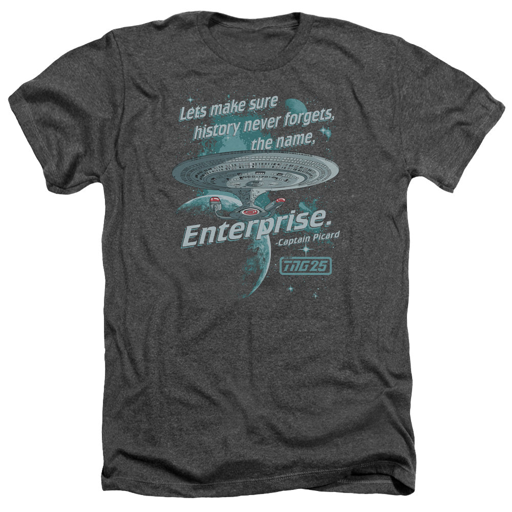 Star Trek Never Forget Adult Size Heather Style T-Shirt.