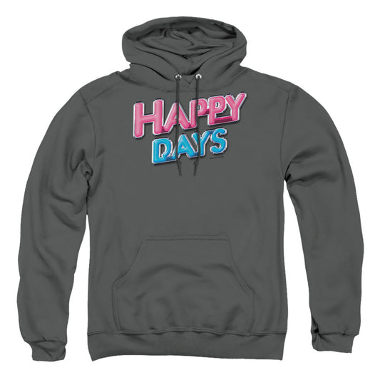 HAPPY DAYS : HAPPY DAYS LOGO ADULT PULL OVER HOODIE Charcoal 2X