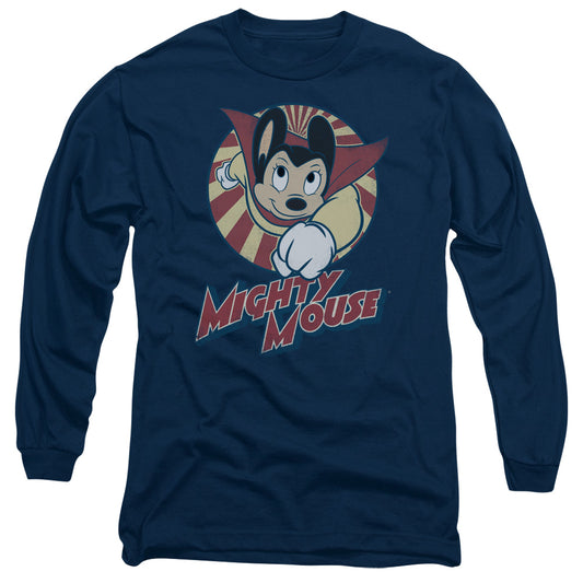MIGHTY MOUSE : THE ONE THE ONLY L\S ADULT T SHIRT 18\1 NAVY SM