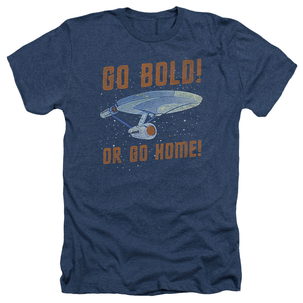 Star Trek Go Bold Adult Size Heather Style T-Shirt.