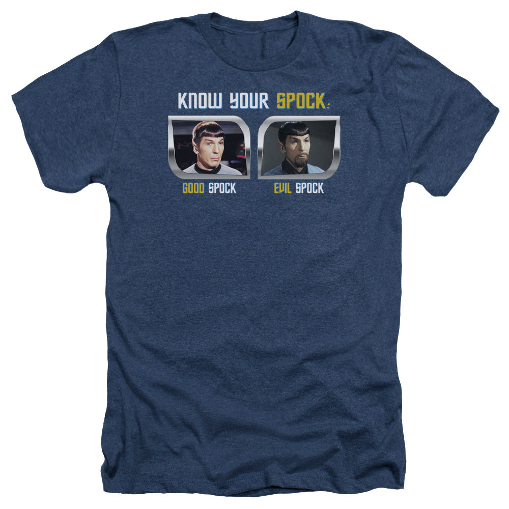 Star Trek; The Original Series;  Know Your Spock; T-Short Type : Adult Size Heather Style 50/50 Blend; Color : Navy