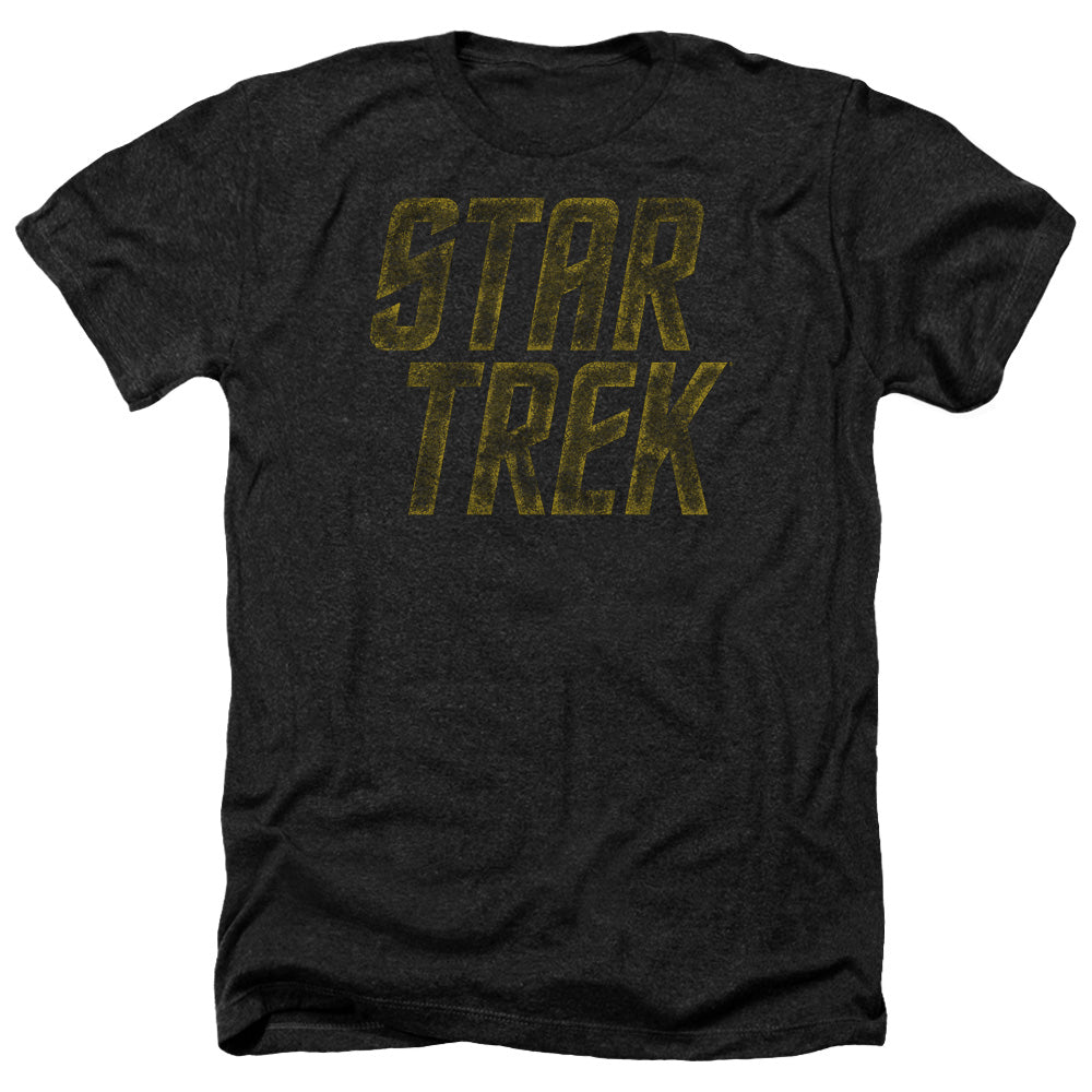 Star Trek Distressed Logo Adult Size Heather Style T-Shirt.
