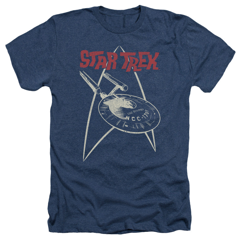 Star Trek Ship Symbol Adult Size Heather Style T-Shirt.