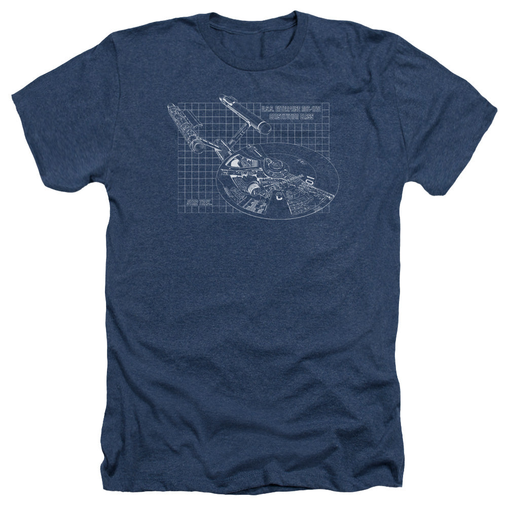 Star Trek Enterprise Prints Adult Size Heather Style T-Shirt.