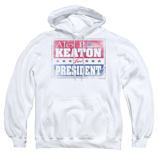 FAMILY TIES : ALEX FOR PRESIDENT ADULT PULL OVER HOODIE White LG