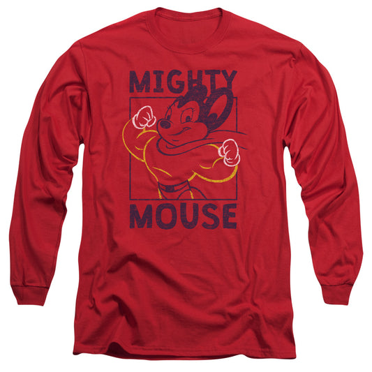 MIGHTY MOUSE : BREAK THE BOX L\S ADULT T SHIRT 18\1 Red 2X