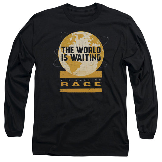 AMAZING RACE : WAITING WORLD L\S ADULT T SHIRT 18\1 Black 2X
