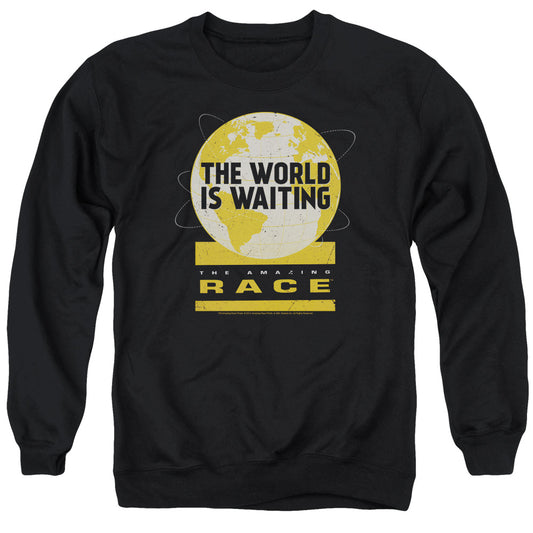 AMAZING RACE : WAITING WORLD ADULT CREW NECK SWEATSHIRT BLACK 2X