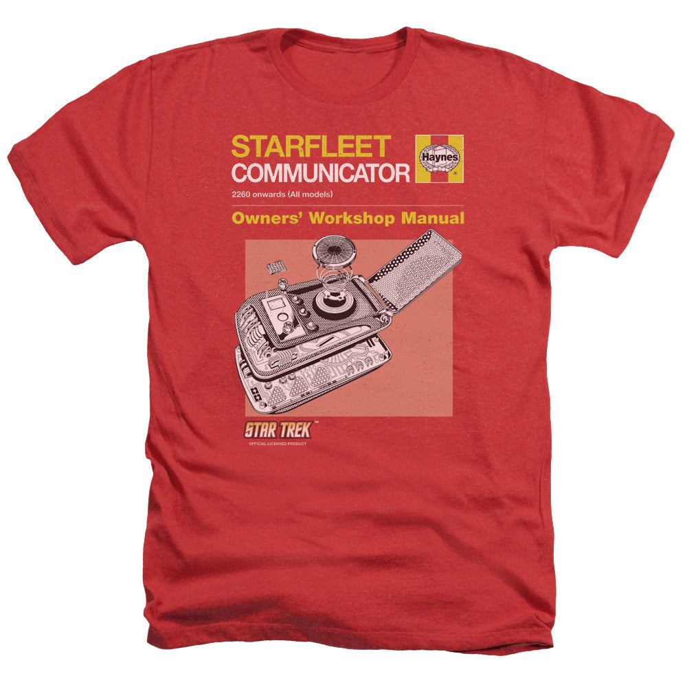 Star Trek Comm Manual Adult Size Heather Style T-Shirt.