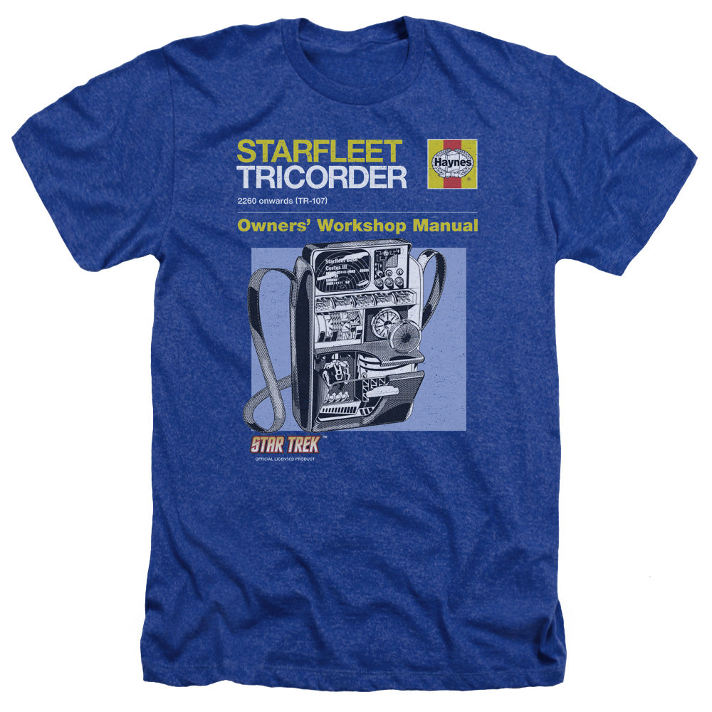 Star Trek Tricorder Manual Adult Size Heather Style T-Shirt.