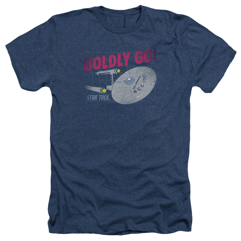 Star Trek Boldly Go Adult Size Heather Style T-Shirt.