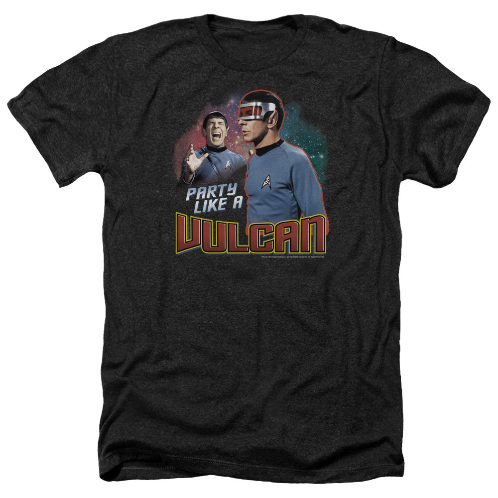 Star Trek Party Like A Vulcan Adult Size Heather Style T-Shirt.