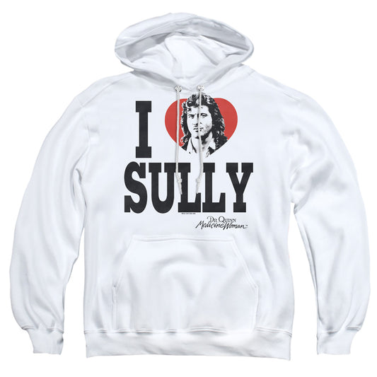 DR. QUINN : I HEART SULLY ADULT PULL OVER HOODIE White 2X