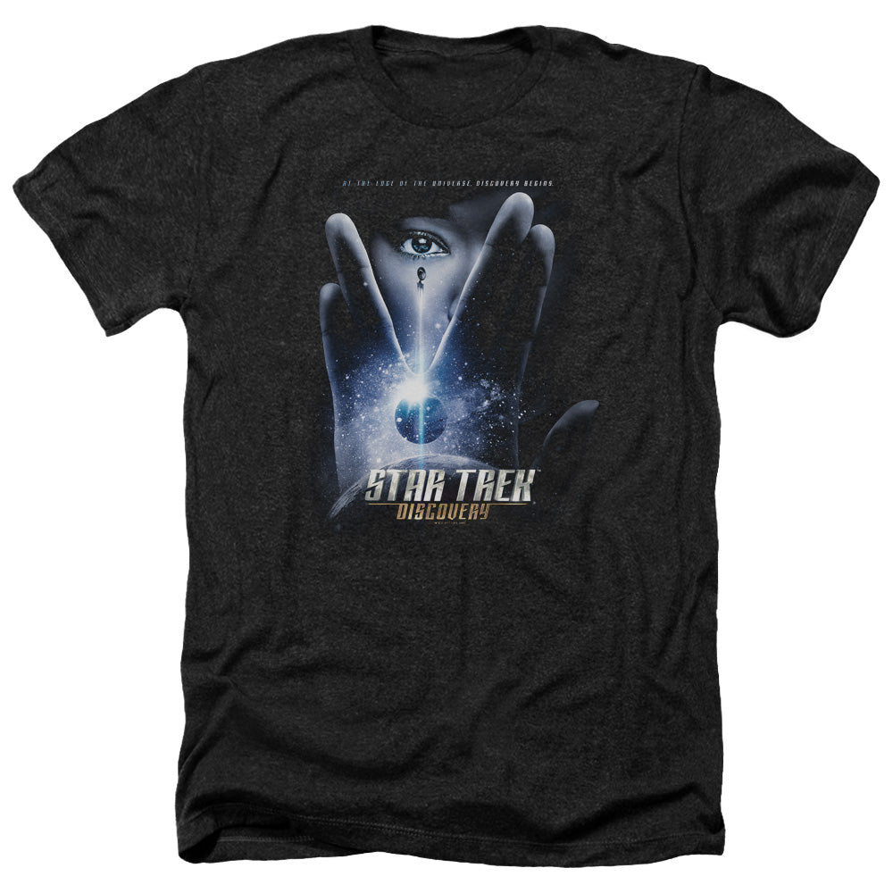 Star Trek Discovery Discovery Begins Adult Size Heather Style T-Shirt.