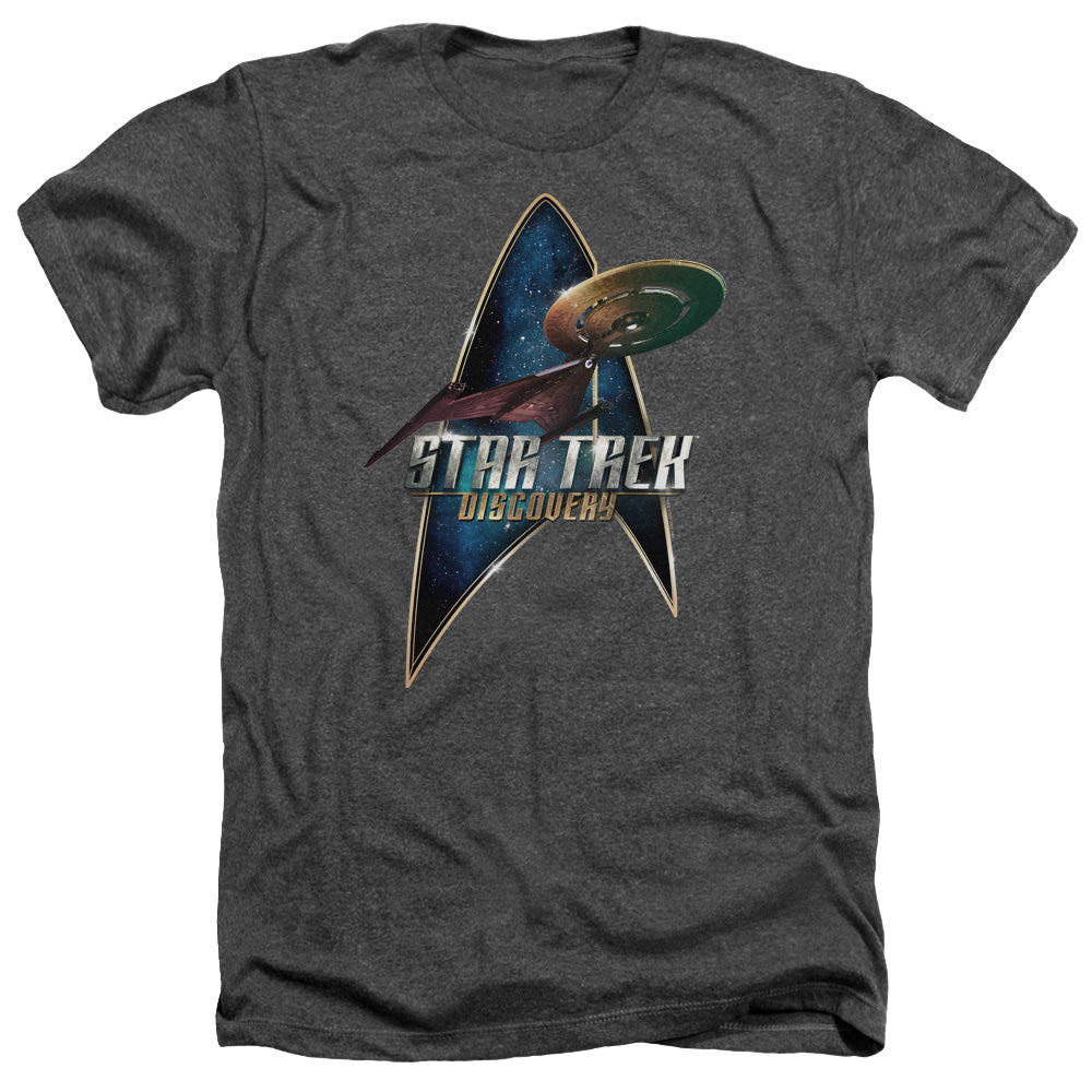 Star Trek Discovery Discovery Deco Adult Size Heather Style T-Shirt.