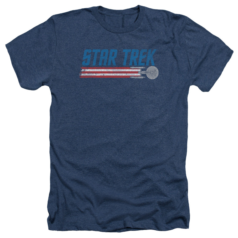 Star Trek Americana Enterprise Adult Size Heather Style T-Shirt.