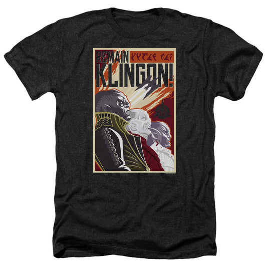 Star Trek Discovery Remain Klingson Poster Adult Size Heather Style T-Shirt.