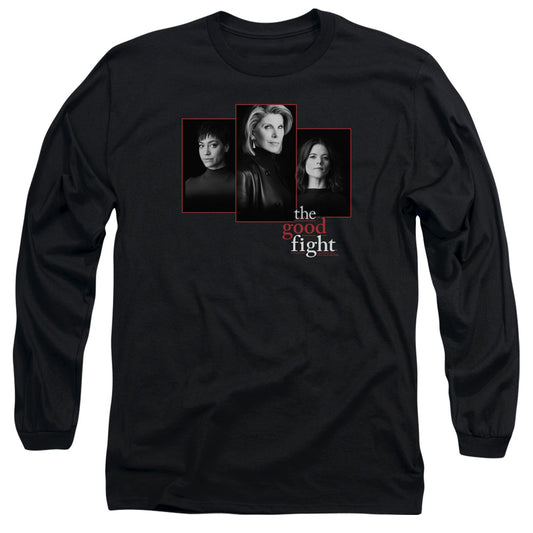 THE GOOD FIGHT : THE GOOD FIGHT CAST L\S ADULT T SHIRT 18\1 Black SM