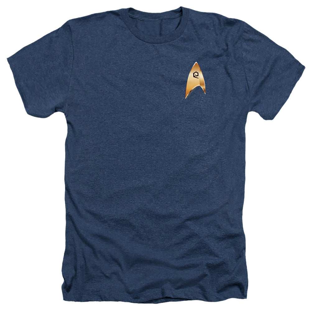 Star Trek Discovery Operations Badge Adult Size Heather Style T-Shirt.