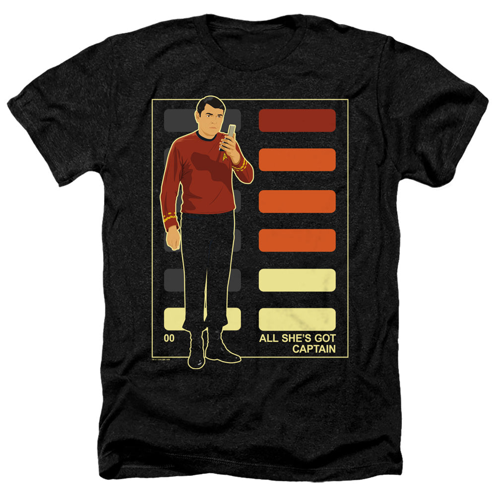 Star Trek All Shes Got Captain Adult Size Heather Style T-Shirt.