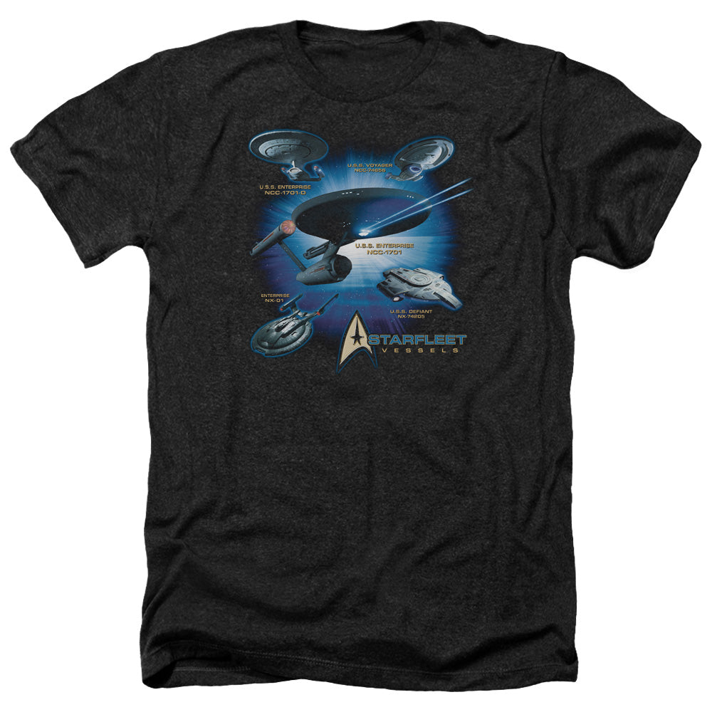 Star Trek Starfleet Vessels Adult Size Heather Style T-Shirt.