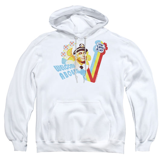 LOVE BOAT : WELCOME ABOARD ADULT PULL OVER HOODIE White 2X