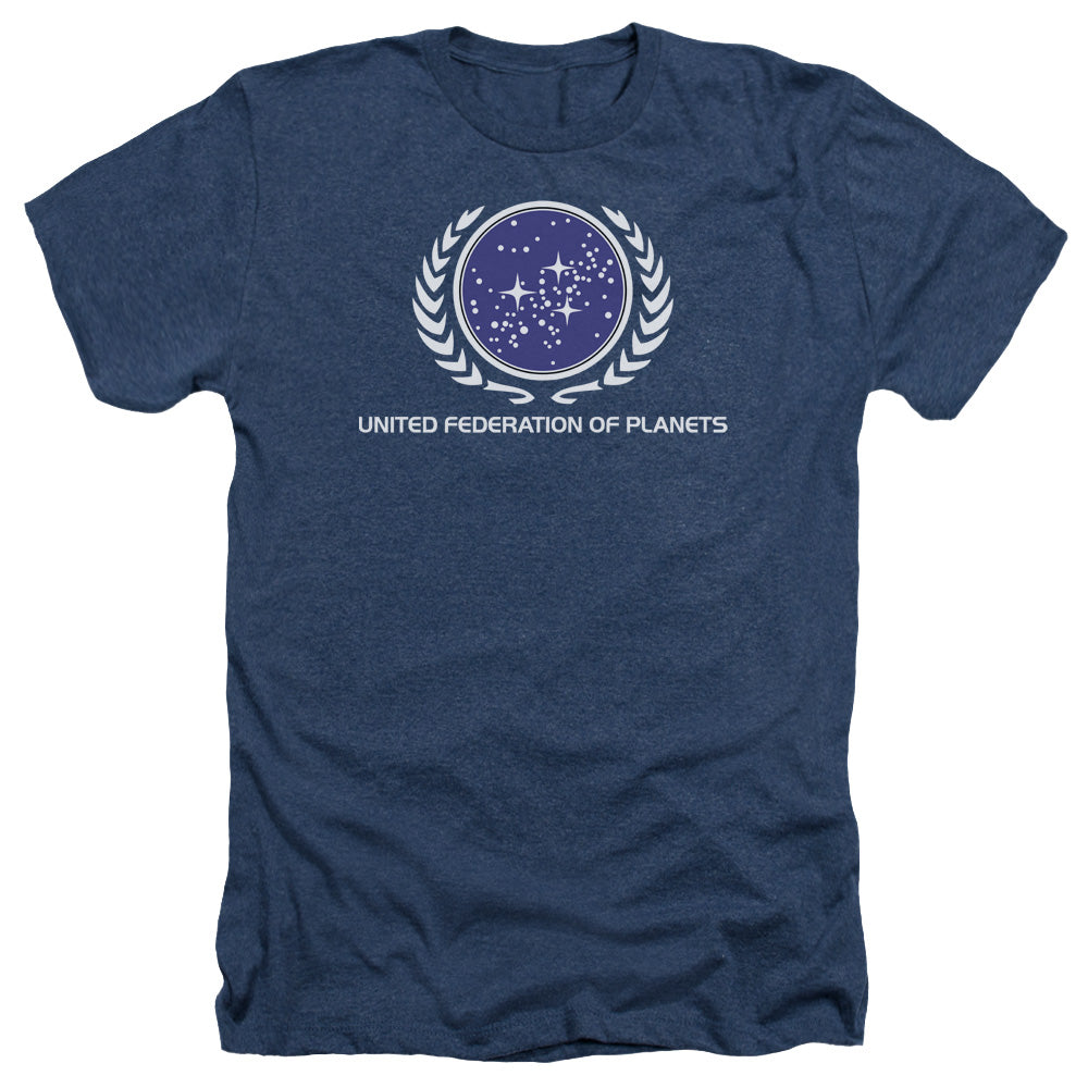 Star Trek United Federation Logo Adult Size Heather Style T-Shirt.